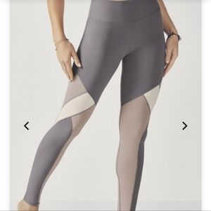 Fabletics Salar Mesh Powerhold Leggings Gray Women's Small S Full Length Yoga